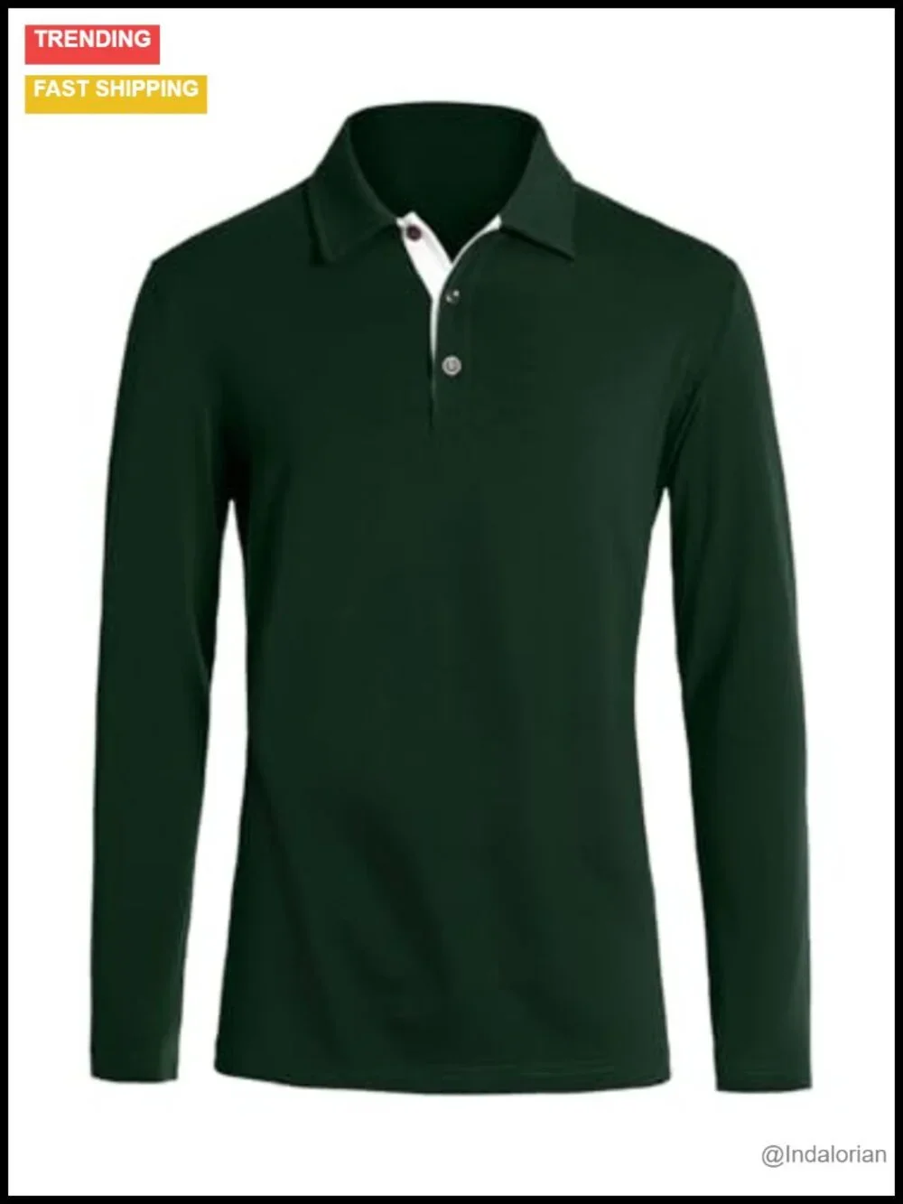 Mens Long Sleeve Polo Shirt Slim Fit Cotton Blend Casual Business Golf